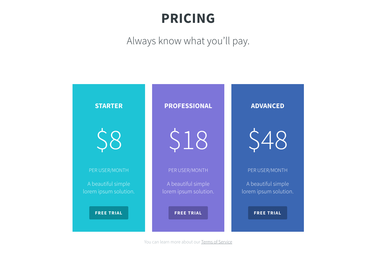 Free Divi Downloads: Creative Pricing Tables Layouts